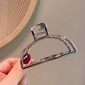Gepolijste zilveren metalen haarklem met hol halfrond ontwerp voor dames - 12-Zilveren Halve Cirkel Clip