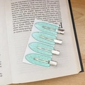 Set of 4 mint green seamless duckbill hair clips with gold glitter on a display card - Blue Gold Powder