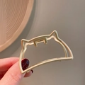 Elegante matte gouden katvormige metalen haarklem voor dameskapsels en styling - 19-Gouden Kattenoren Clip