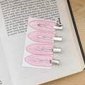 Set of 4 pink glitter seamless hair clips with sparkly duckbill design on paper card - Pink Gold Powder