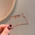 Minimalistische metalen haarklem in roségoud met hol kattenoor ontwerp - 20-Roségoud Kattenoren Clip