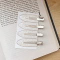 Set of four gold glitter seamless duckbill hair clips on white card for hair styling - White Glitter