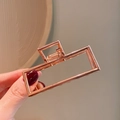 Minimalistische rechthoekige metalen haarklem in een elegante roségouden afwerking - 22-Roségoud Grote Rechthoekige Clip