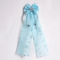 Blue princess headband with snowflake bow and long sequin veil for girls - 20# Blue Bow (Snowflake Style)