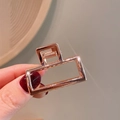 Rechthoekige holle haarklem van metaal in roségoud voor elegante dameskapsels - 28-Roségoud Kleine Rechthoekige Clip