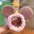 Roze pluche hoofdband met grote bruine oren en klein geel bloemendetail - 3# Gele Bloem