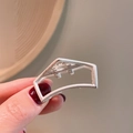 Minimalistische geometrische metalen haarklem in mat zilver voor dames haarstyling - 32-Zilverwit Huisvorm Clip