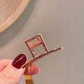 Minimalistische roségouden rechthoekige metalen haarklem met gepolijste afwerking - 35-Kleine Rechthoekige Clip