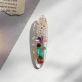 Eleganter ovaler Haarclip aus Harz mit Perlen und bunten Muschelfragmenten in Gold-Optik - Mischstein Oval Stil (4438493504556) / Mischfarben Oval Groß