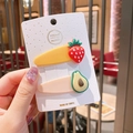 Set di simpatiche mollette per capelli con fragola e avocado per bambine su cartoncino - Stile Fragola E Avocado