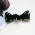 Elegant black velvet bow hair clip with gold braided trim for a retro vintage hair look - Spring Clip-Black