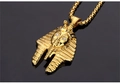 Relieve detallado del colgante de faraón egipcio con ojos de circón blanco en cadena - Colgante Faraón Color Dorado Solo (Sin Cadena)