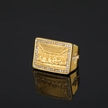Anello vintage in acciaio inossidabile placcato oro con L'Ultima Cena e zirconi - US 10 / Oro
