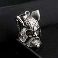 Vintage Wikinger Krieger Helm Anhänger Halskette aus Edelstahl mit antikem Silber Finish - Wikingerschiff Glocke (Nur Anhänger Ohne Kette)