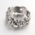Anello punk da uomo in acciaio inossidabile con trama lava fusa color argento - US 8 / Argento