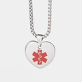 Collana con pendente a cuore medico in argento lucido con stella della vita su catena box - Ciondolo Simbolo Medico Cuore Solo (Senza Catena)