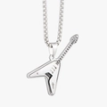 Collana con ciondolo a chitarra Flying V in acciaio inossidabile argento con catena a sfere - Ciondolo Solo (Senza Catena)
