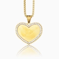 Custom heart fingerprint necklace in gold finish with micro-paved sparkling zircon stones - Heart Locket Gold Fingerprint Pattern / Pendant Only (Without Chain)