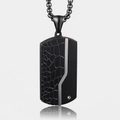 Collar para hombre con placa militar de acero negro mate, relieve y circón pequeño - Solo Colgante (Sin Cadena) / Todo Negro Mate (Solo Colgante)