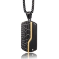 Collar de placa militar para hombre en negro y oro con pedrería y textura de cocodrilo - Solo Colgante (Sin Cadena) / División Negro y Oro (Solo Colgante)