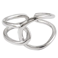 Polierter silberner offener Ring mit minimalistischem Webdesign für Damen - Einstellbar Offen / Geometrisches Kreuz