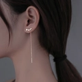 Elegant gold star threader earrings for women featuring a long hanging chain design - Star Ear Thread - Gold