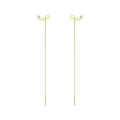 Elegantes pendientes de estrella con borla de oro de 14K y aguja de plata de ley 925 - Hilo de Oreja de Tres Estrellas (Cobre Chapado en Oro)