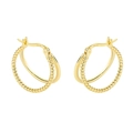 Eleganti orecchini a doppio cerchio in oro 18K con design a corda e marchio 925 - Fibbia per Orecchio Intrecciata a Doppio Strato (Rame Placcato Oro)