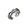 Anello a catena vintage in argento retrò con incisione keep smile e design aperto regolabile - Aperto Regolabile / Catena Sorriso Lettera (Rame Placcato Oro Bianco)