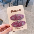 Pinzas para el pelo con purpurina rosa y morada y estrellas plateadas para niñas - Morado