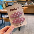 Fermagli per capelli con paillettes rosa e pois bianchi per bambine, set di due pezzi - Rosa
