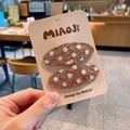 Set di due fermagli per capelli marroni glitterati con pois bianchi per ragazze - Champagne
