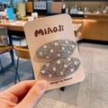 Set di due fermagli per capelli BB glitterati argento con pois bianchi per ragazze - Argento