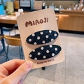 Paio di fermagli per capelli BB con paillettes nere e pois bianchi su cartoncino - Nero