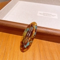 French style acetate oval hair clip with amber and light blue tortoiseshell pattern - Blue Brown