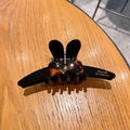 Pince à cheveux oreilles de lapin noires avec nœud écaille et cristal sur bois - Noir Avec Nœud Imprimé Léopard