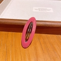 Pink acetate oval hair clip with gold Barrette La France lettering on wooden tray - Rose Pink Glossy Style (4-Watermelon Red) / Watermelon Red