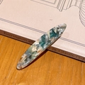 Green and white marble acetate hair clip with French handmade text on a book - Vintage Brown Green