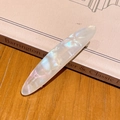 Iridescent white marble acetate hair clip with French handmade engraving for women - Iridescent White