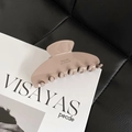 French style milk tea brown acetate hair claw clip with golden label for elegant hairstyles - Dust Rose