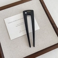 Eleganter schwarzer Acetat U-Haargabel mit Strassstein und France Handmade Logo - Schwarz