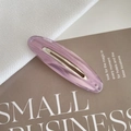 Eleganter Haarclip aus Acetat mit lila Marmormuster und silbernem BB-Metallgriff - 5-Rosa
