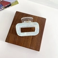 Blue marble texture rectangular hair claw clip with golden metal spring for women - Clear Water Wave Marble Style