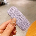 Barrette à cheveux rectangulaire tricotée violet clair en laine épaisse pour femmes - Violet Carré