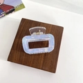 Elegant rectangle acetate hair claw clip in shimmering mermaid blue marble finish - Sea Blue Iridescent Texture Style