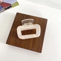 Elegant rectangle pearl cream acetate hair claw clip with metallic spring mechanism - Champagne Bubble Texture Style