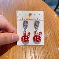 Cartoon resin clip-on earrings for girls featuring red polka dot bunny head pendants - Polka Dot Rabbit