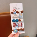 Fünfteiliges süßes Cartoon-Haarspangen-Set für Kinder mit Apfel- und Tiermotiven - 2-Gabel Stil