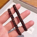 Elastic leopard print hair ties set in classic brown and black fabric style - Dark Leopard Slim Hair Tie