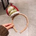 Diadema de árbol de Navidad de felpa con forro caqui y detalles de felpa verde - Diadema / Árbol de Navidad de Lentejuelas Verdes